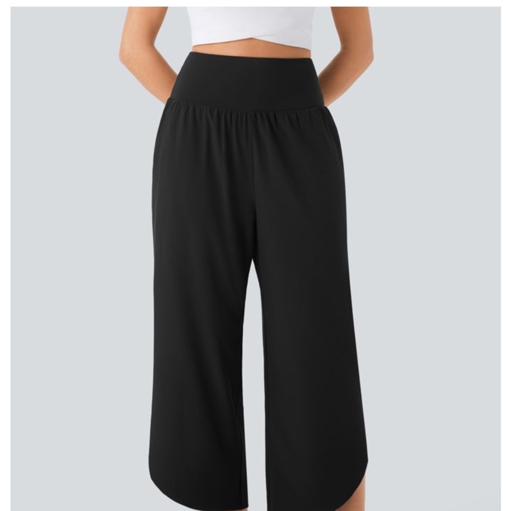 Cropped Halara Black Wide-Leg Pants NWT